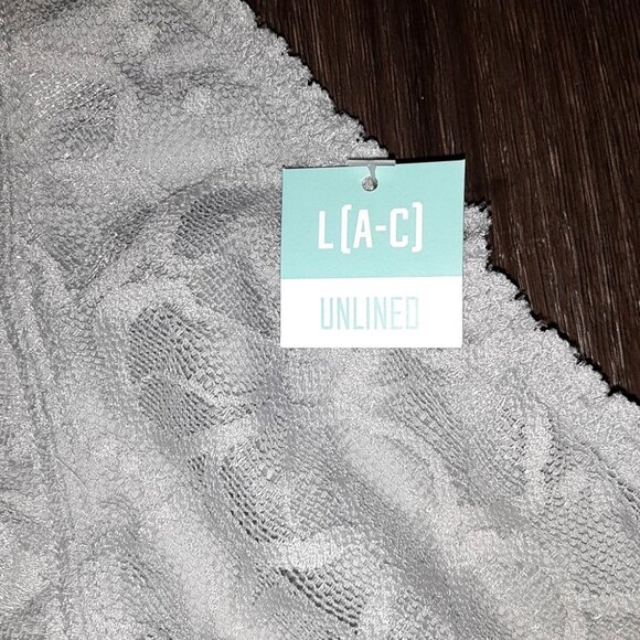 Victoria's Secret PINK Unlined Halter Bralette Size Large (A-C Cup) Grey Lace - Picture 5 of 6